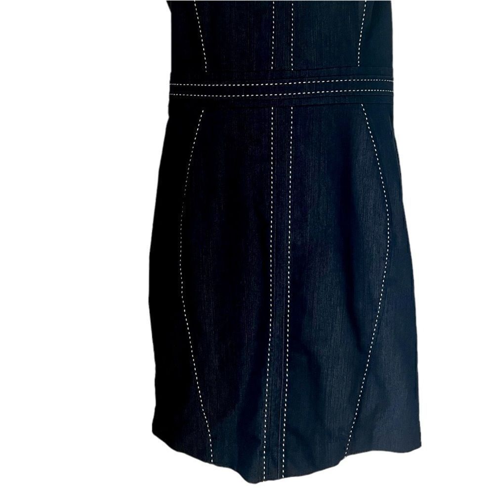 NY&CO New York and Company Denim Blue Jean Sheath Sleeveless Dress sz 8 - Picture 3 of 9